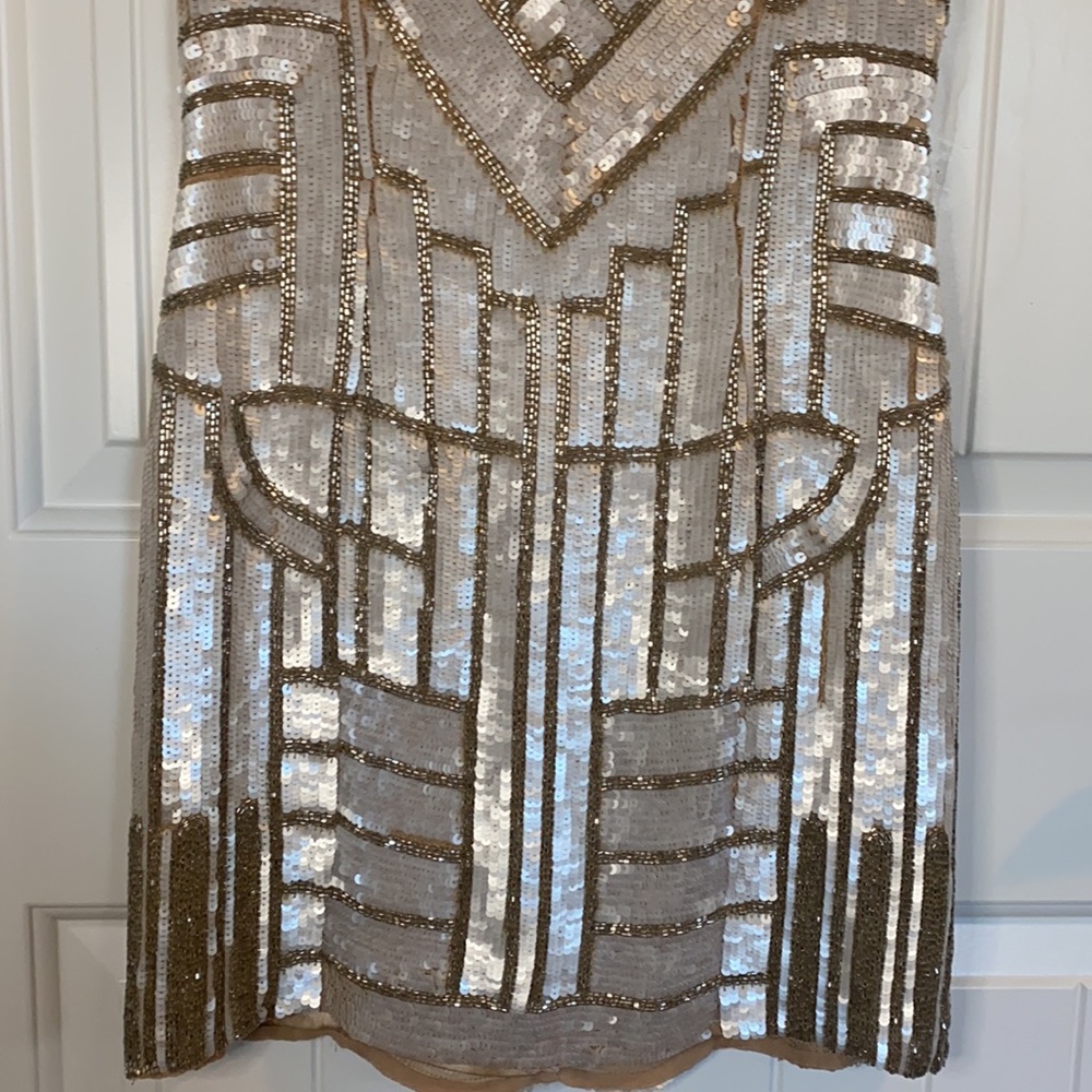 Parker sequined dress, nude, white and silver - Picture 3 of 8